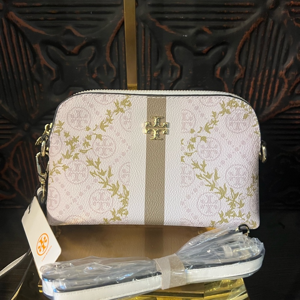 Tory Burch Olive Green & Light Purple Wristlet w/ Long Crossbody Strap NWT - Picture 7 of 15